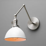 Cargar imagen en el visor de la Galería, Conique Metal Vintage Industrial Swing Arm Wall Lamp - Adjustable Dome Shade for Study
