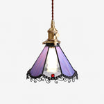 Bild in Gallery-Viewer laden, Purple stained glass single pendant light