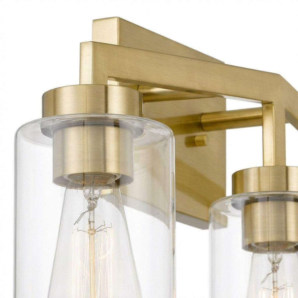 Lámpara de pared con cilindro de vidrio industrial Brassiq - Luz para tocador de baño estilo antiguo