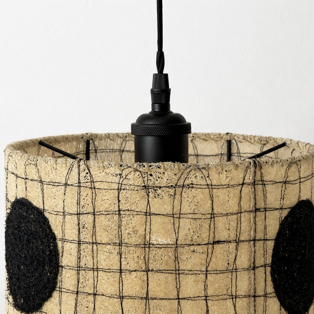 Lámpara colgante de lufa natural - pantalla tejida orgánica para comedor  