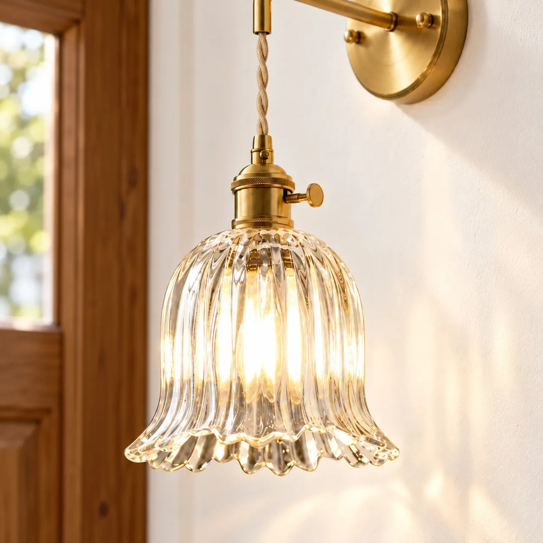 Japanese Ruffle Glass Wall Lamp