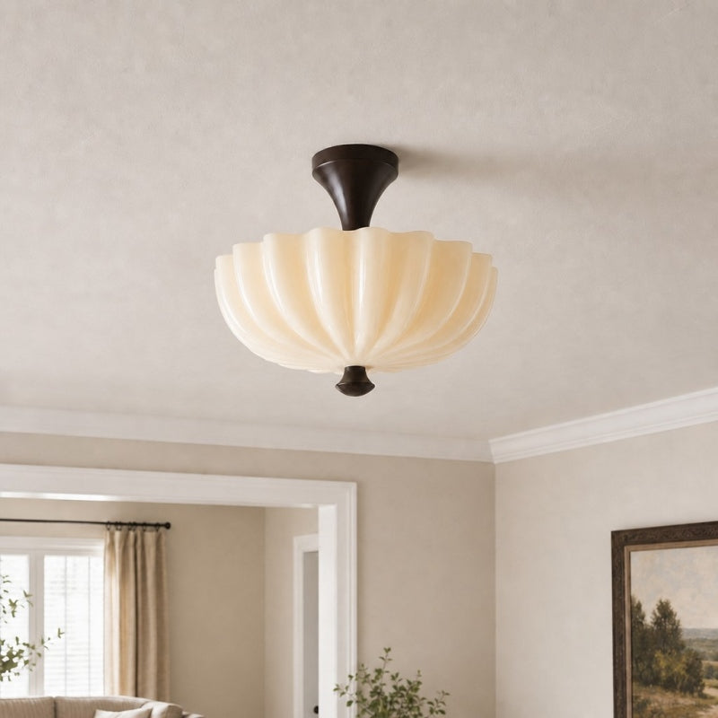 Durnic Cream Style Ceiling Light – French Vintage Flush Mount Ceiling Light for Bedroom
