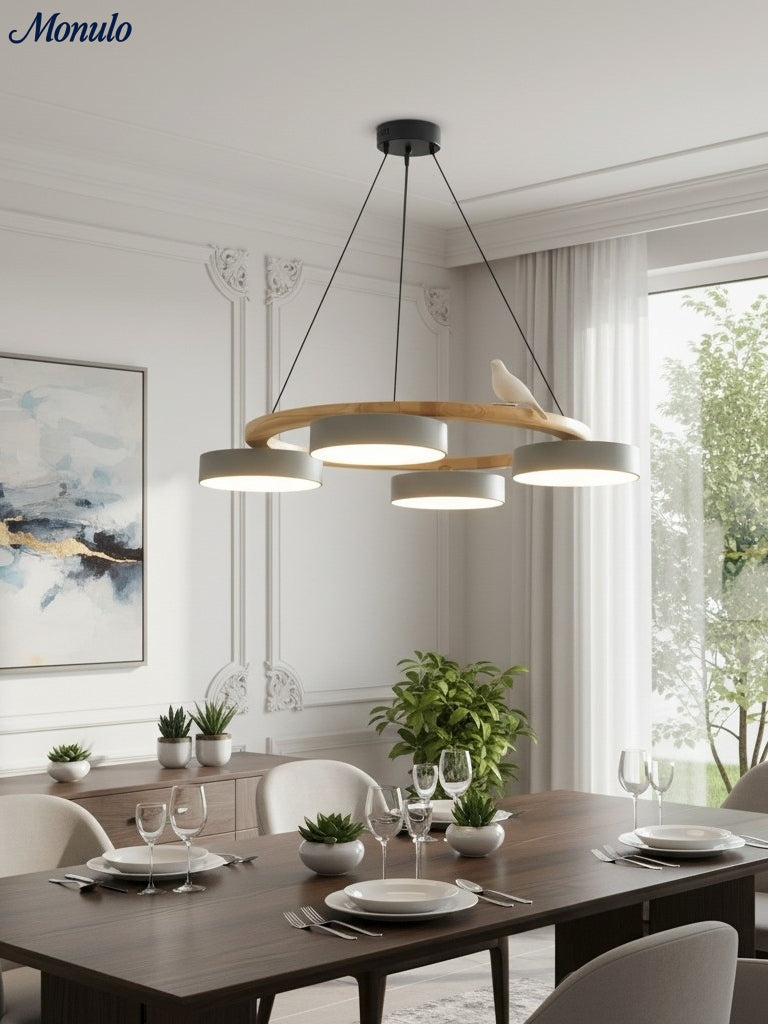 Modern Creative Colourful Circle Bird Chandelier