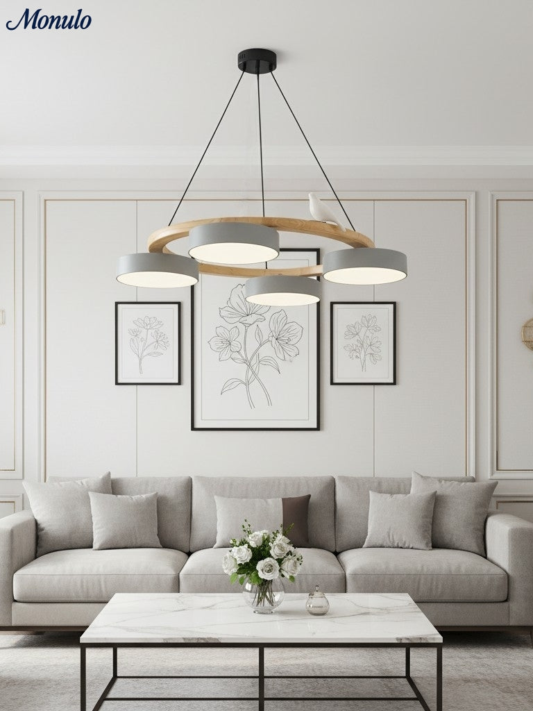 Modern Creative Colourful Circle Bird Chandelier