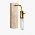 Bild in Gallery-Viewer laden, Gold travertine wall sconce on a clean background