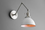 Cargar imagen en el visor de la Galería, Conique Metal Vintage Industrial Swing Arm Wall Lamp - Adjustable Dome Shade for Study
