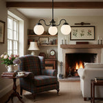 Load image into Gallery viewer, Glorica Glass Vintage Globe Chandelier - Brass 3-Light Frosted Glass Hanging Fixture
