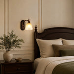 Bild in Gallery-Viewer laden, Antique bronze amber glass wall sconce