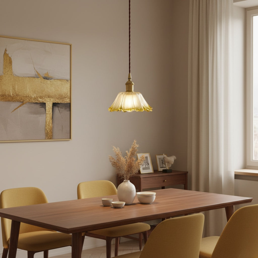 Blossix Elegant Art Pendant Lamp - Glass Flower Shade Design for Living or Dining Room N24