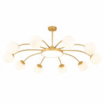 Load image into Gallery viewer, Standard gold 10-light milk glass chandelier