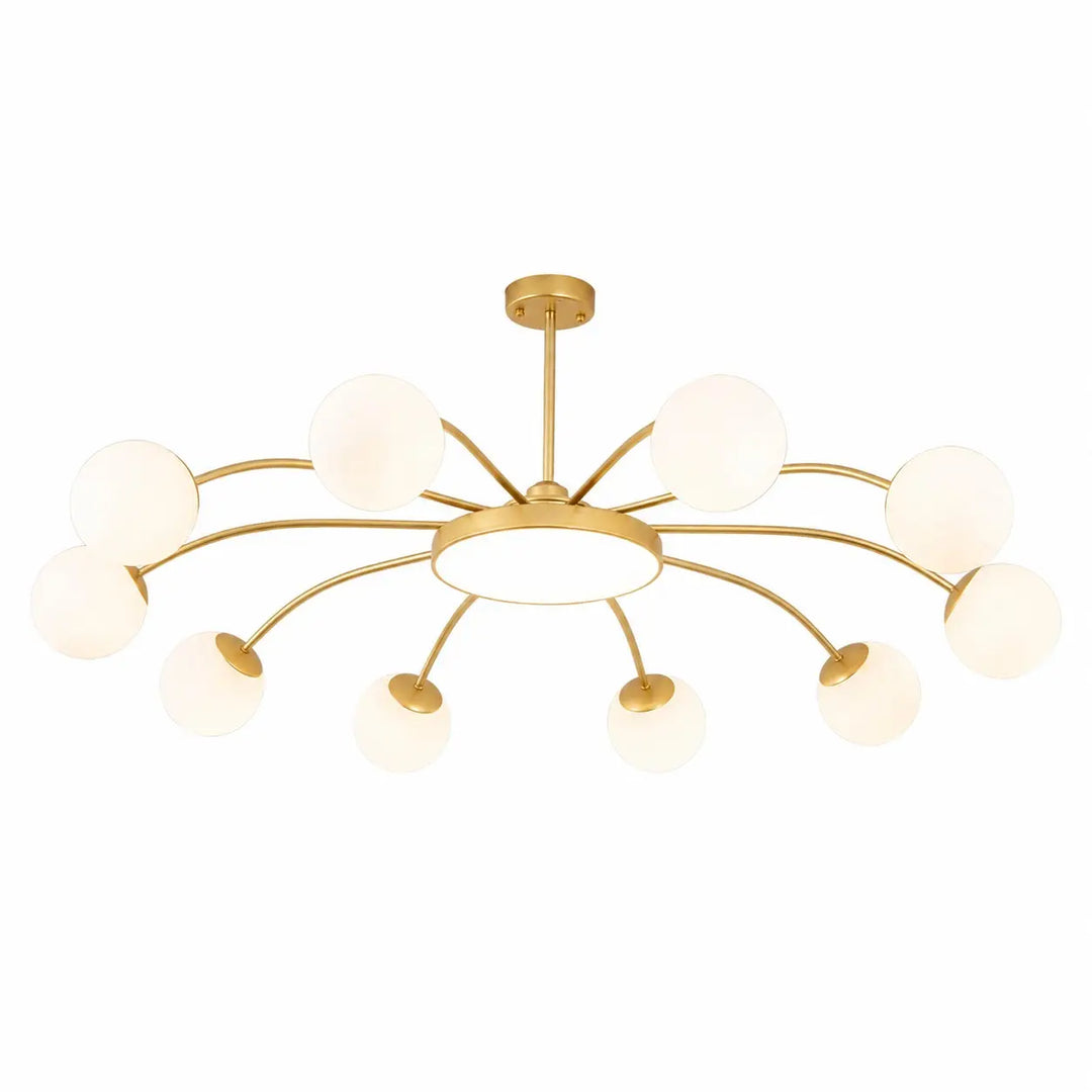 Standard gold 10-light milk glass chandelier