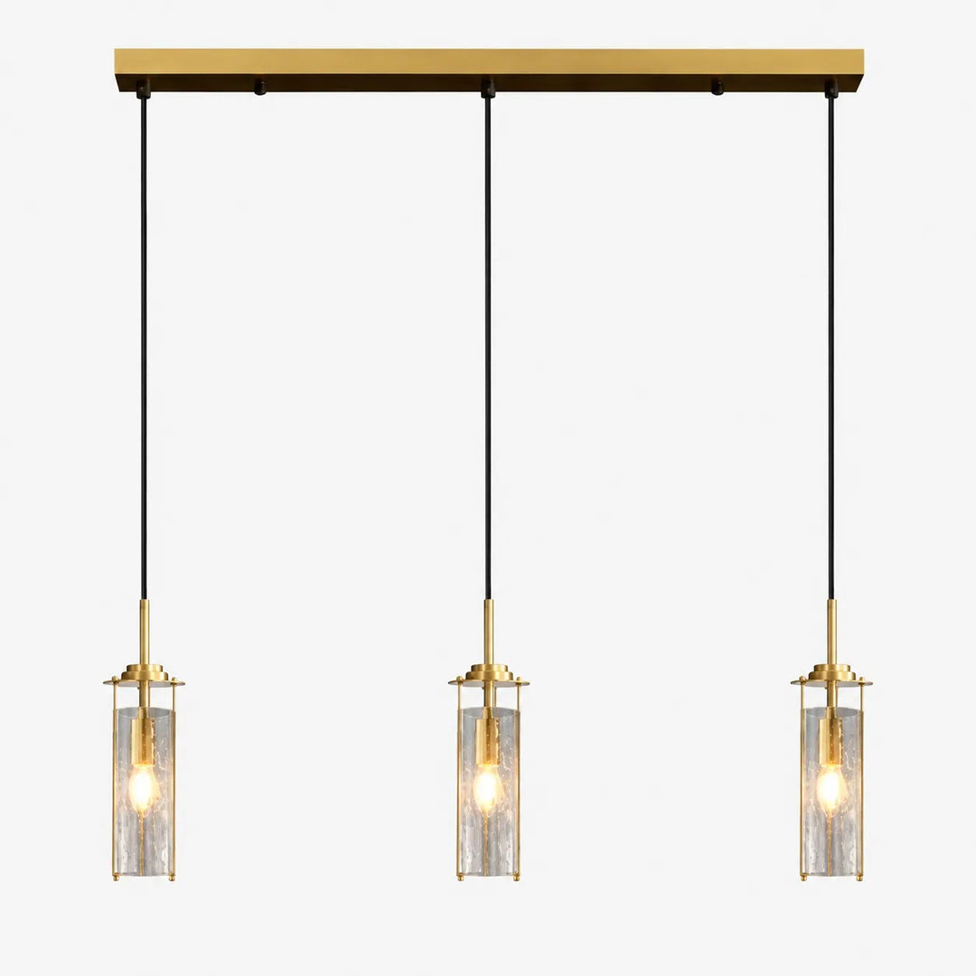 Brass Rippled Frosted Glass Pendant Light