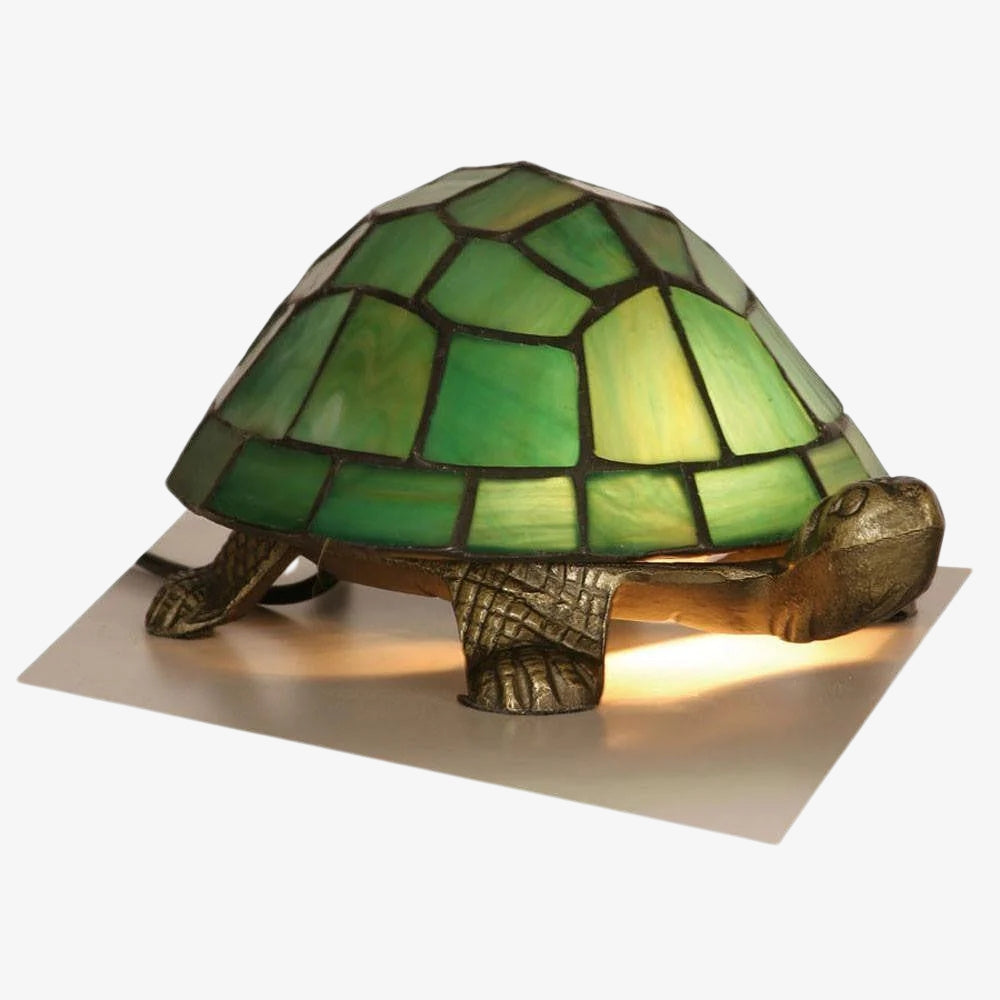 TiffStar Tortoise Art Glass Accent Lamp – Retro Style Decorative Bedside Lamp for Cozy Reading