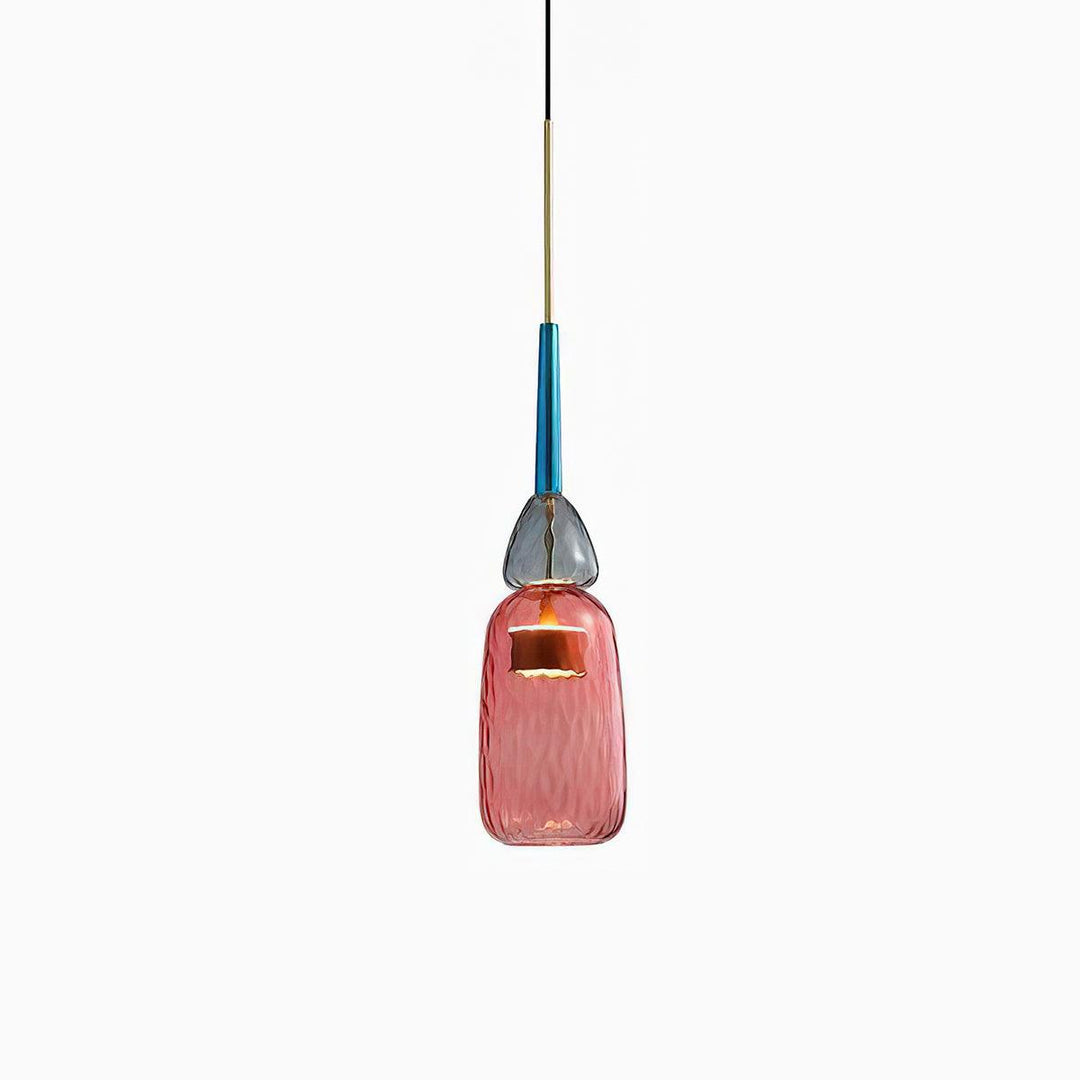 Suspension en verre soufflé à la main - Fer bonbon coloré, couleurs mélangées, pour l'intérieur