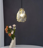 Hand-Blown Glass Brass Plug-In Swag Pendant