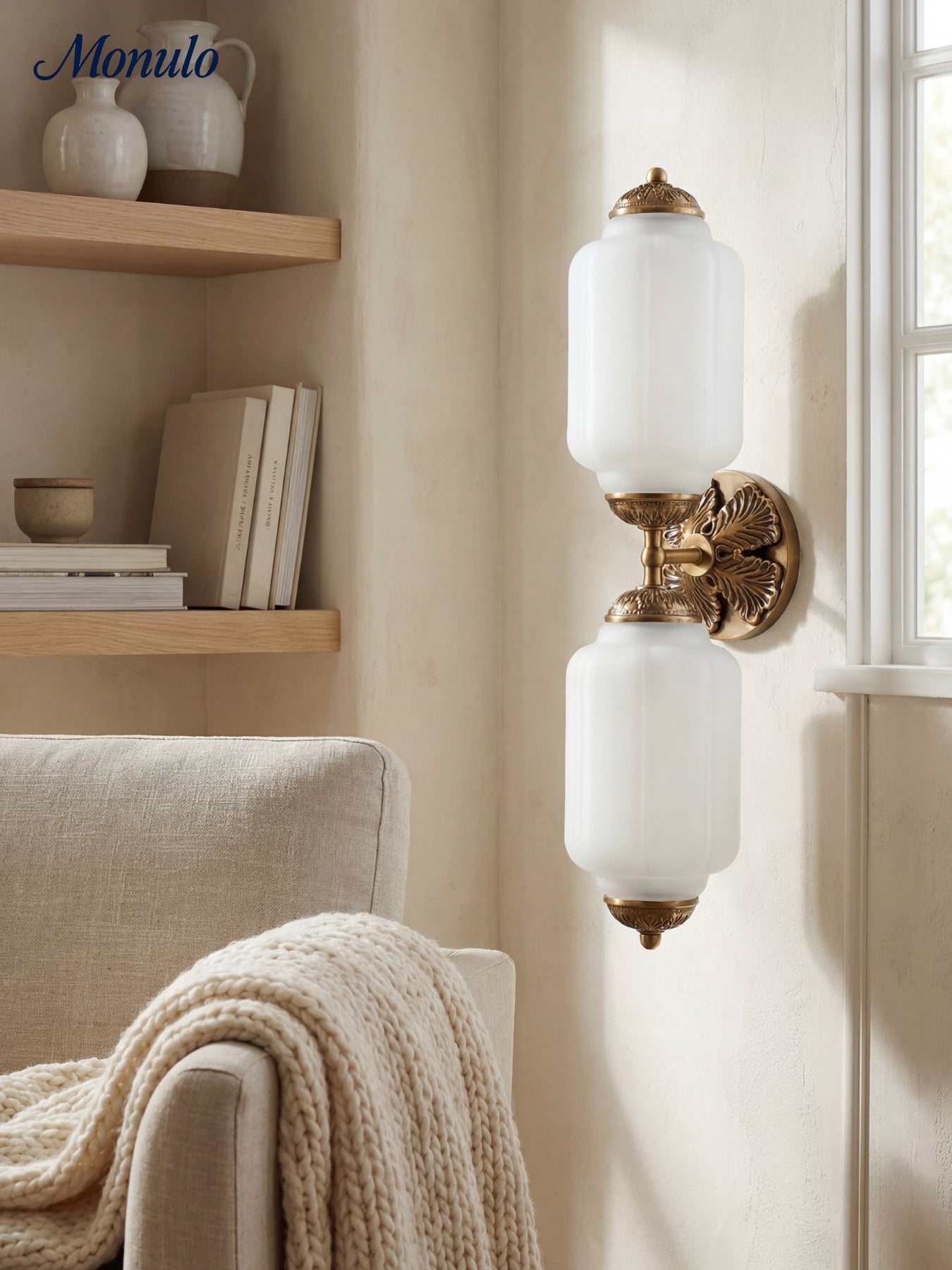 American Vintage Glas Laterne Geformt Horizontal Eloise Wandlampe