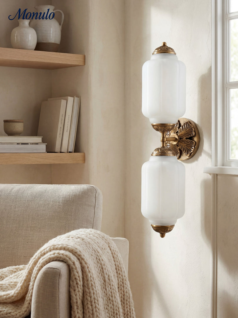 Applique murale horizontale Eloise en verre style lanterne américaine vintage