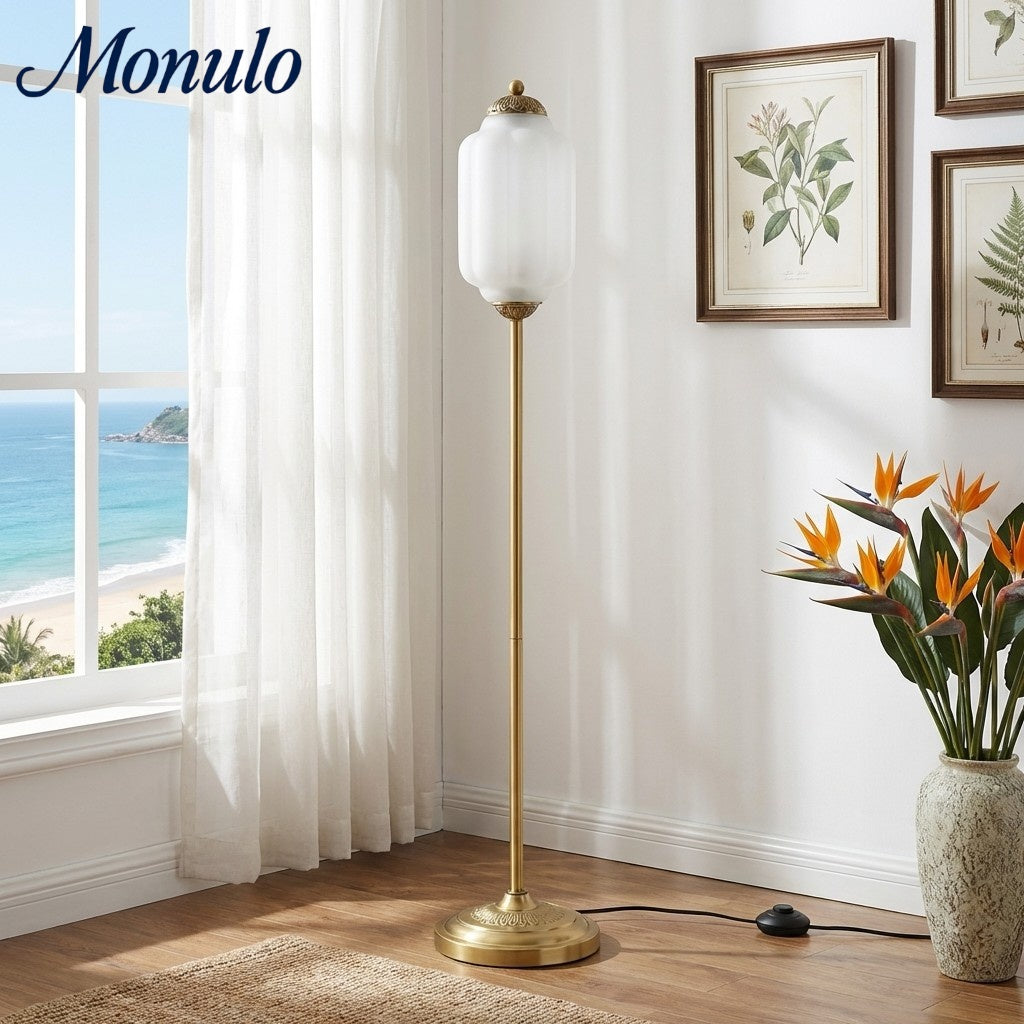 Eloise Decorative Glass Pumpkin Floor Lamp - Retro Organic Style for Living Rooms