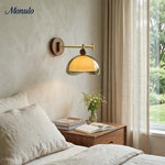 Load image into Gallery viewer, Sunset Glow Modern Wall Sconce with Acrylic Shade and Wood-Texture Base for Bedroom Hallway Living Room