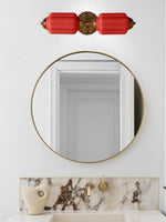 Cargar imagen en el visor de la Galería, Aplique de pared horizontal Eloise de cristal vintage americano con forma de farol
