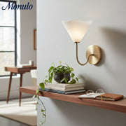 Kysara Soft Linen Shade Sculptural Minimal Wall Lamp for Bedside & Bathroom