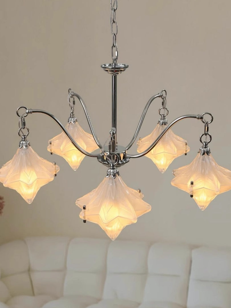 Lustre Art Déco Étoile – Luminaire déco en verre dépoli pour salle à manger – Astris Vega 