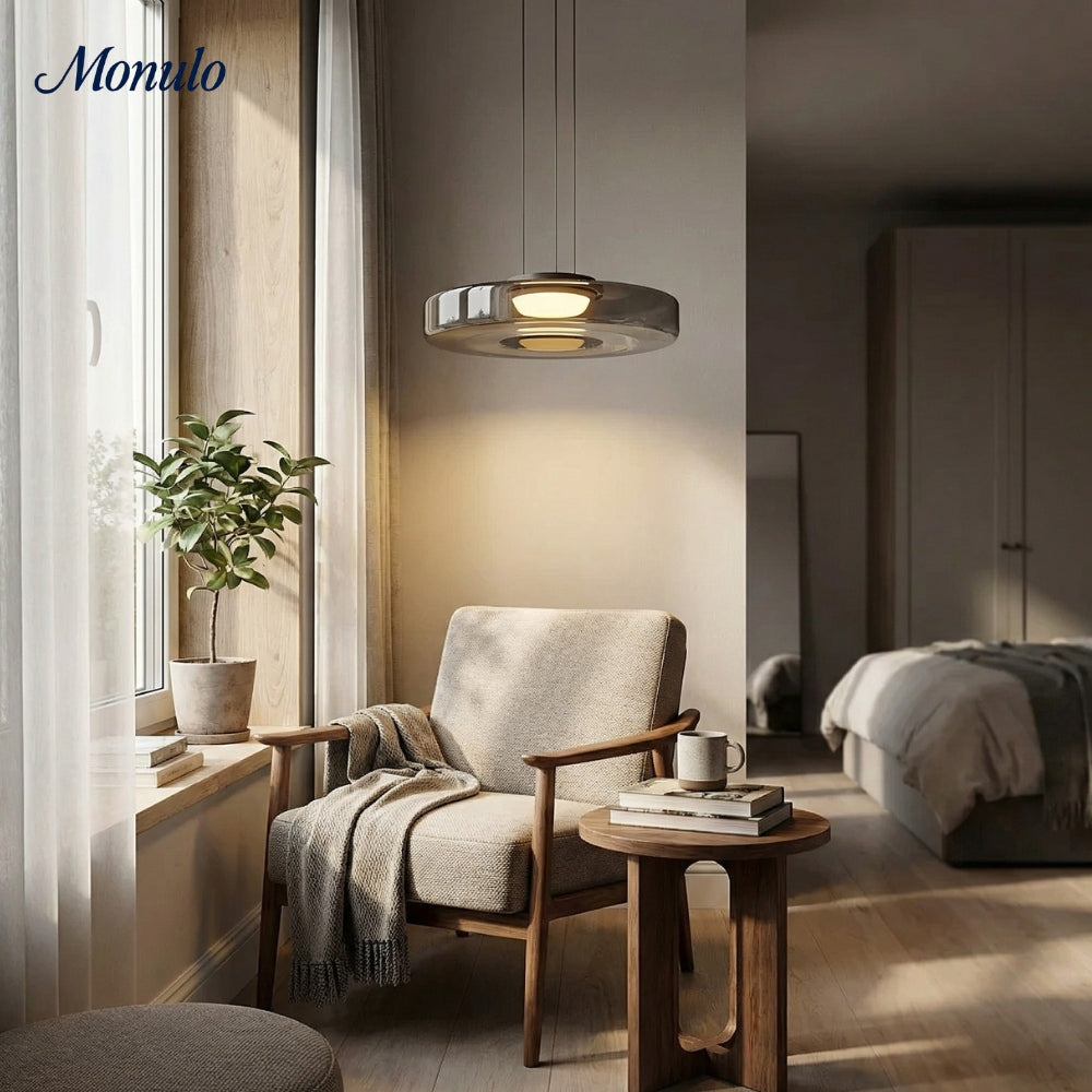 Lámpara colgante de vidrio con forma de disco apilado Verdoma Iluminación nórdica contemporánea para cocinas