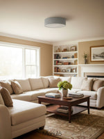 Load image into Gallery viewer, Soft Ceiling Lamp - Fabric &amp; Acrylic Round Light for Ambient Glow
