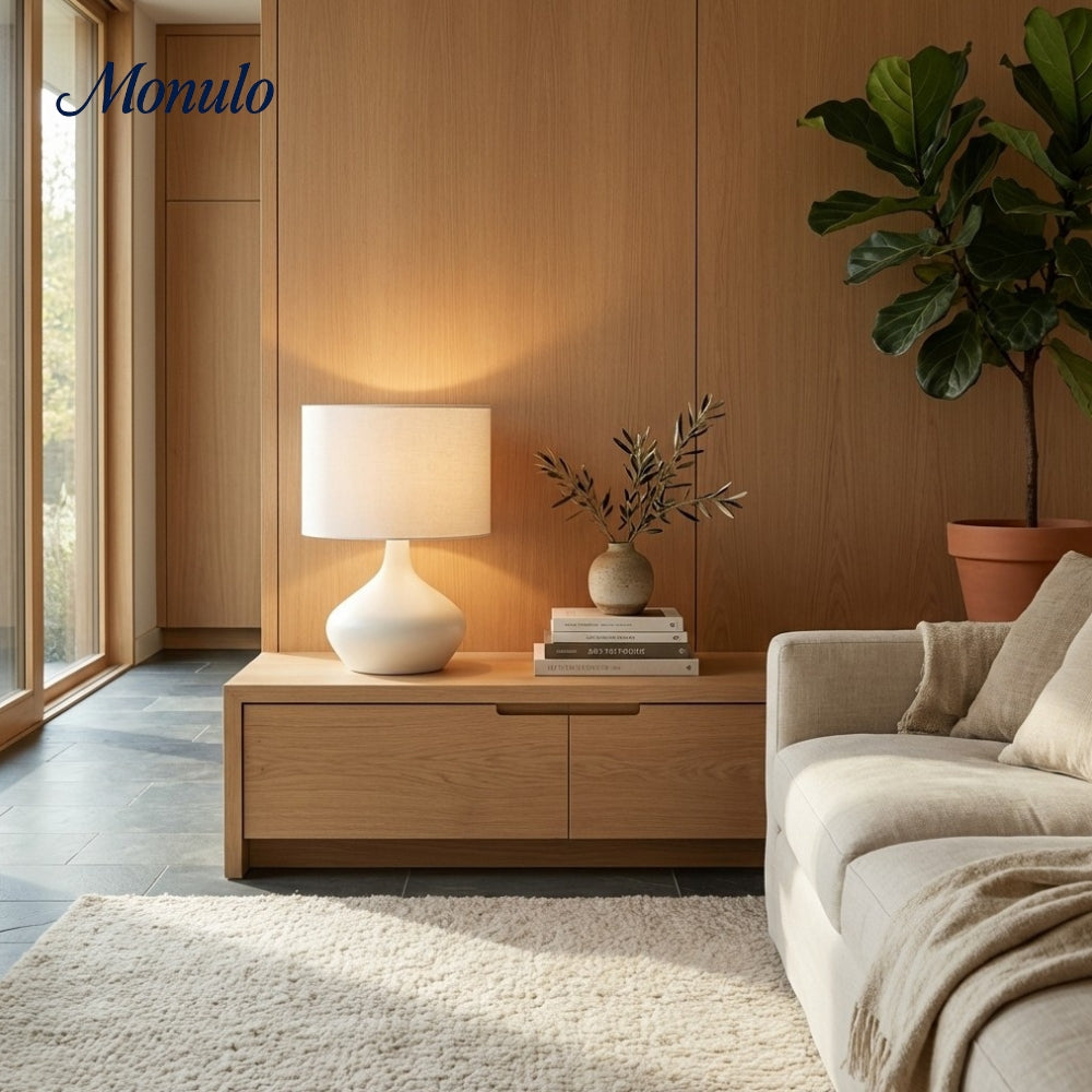 Lumo Asymmetrische Keramikform - Moderne Ambient-Tischlampe für das Wohnzimmer