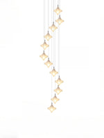 Bild in der Galerieansicht laden, Art Deco Stern Treppenpendelleuchte – Mattglas Hängeleuchte – Astris Altair
