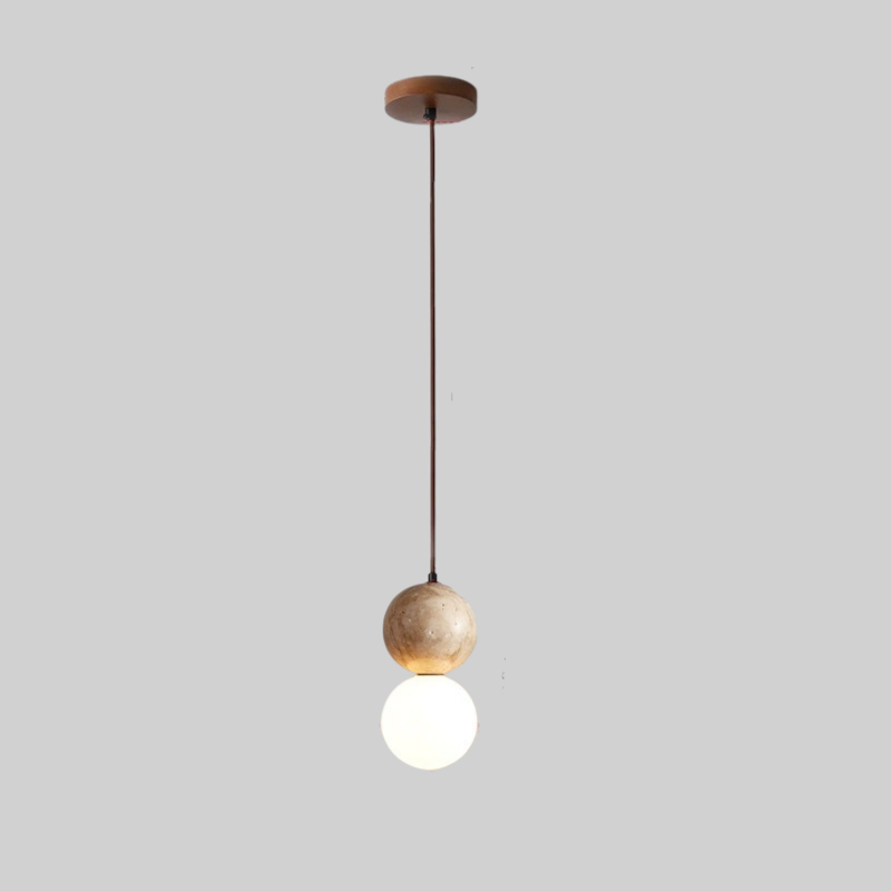 Travertin Stein Creme Retro Minimalistische LED Pendelleuchte