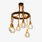 Load image into Gallery viewer, Rope-Wrapped Industrial Ring Chandelier