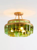 Load image into Gallery viewer, Verdura Glass Semi-Flush Mount - Elegant Green Glass Ceiling Fixture
