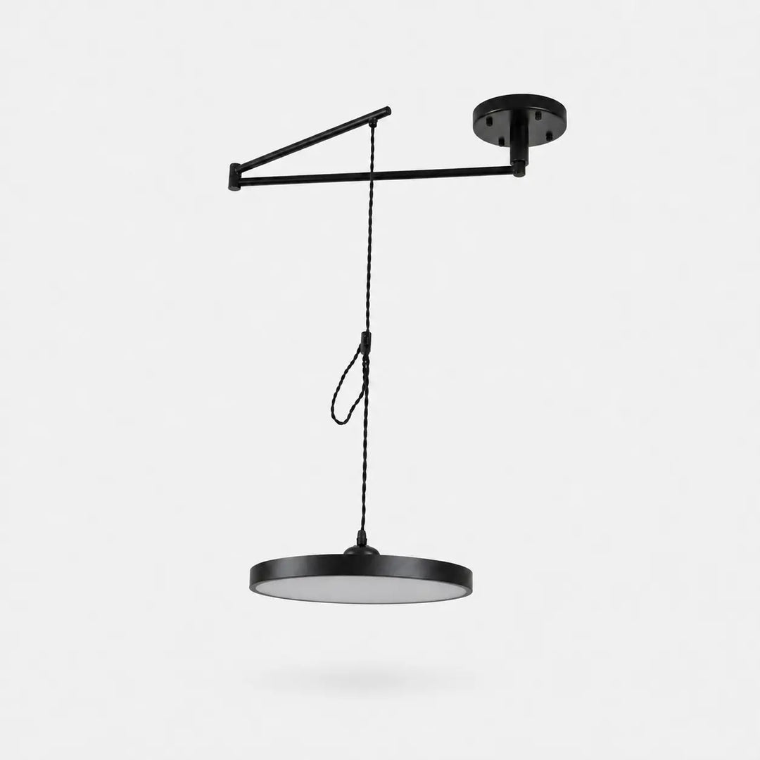 Black 30 cm movable round pendant light