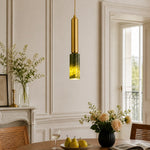 Cargar imagen en el visor de la Galería, Slim Brass and Green Jade Pendant Light