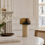 Bild in Gallery-Viewer laden, Brown Dolomite and Yellow Travertine lamp in a refined dining room