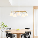 Load image into Gallery viewer, Conica Modern Glass Cone Chandelier – Sculptural 5 Light Brass Design
