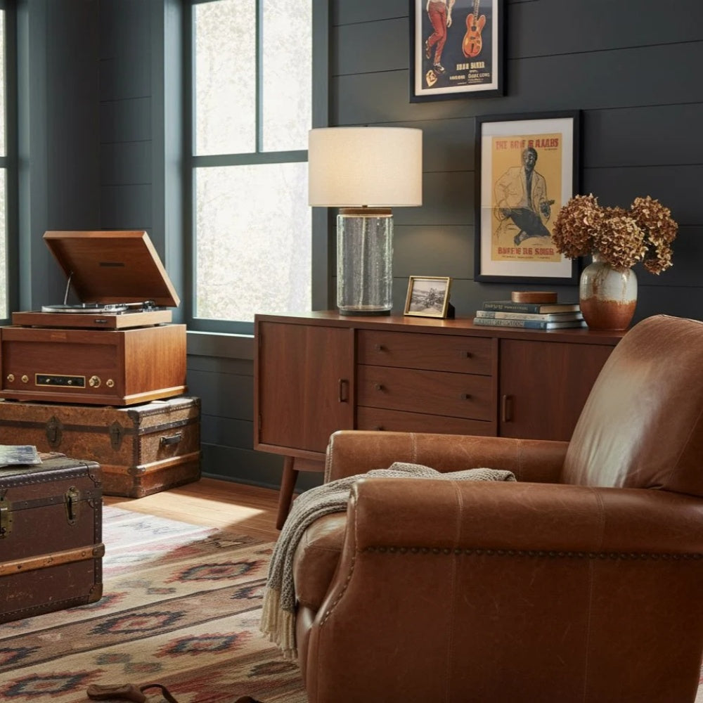 Sustaina Recycled Glass Table Lamp - Sculptural Irregular Shape and Coastal Style for Bedroom Nightstand