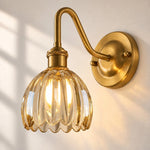 Bild in Gallery-Viewer laden, Vintage Brass Flower Glass Wall Lamp