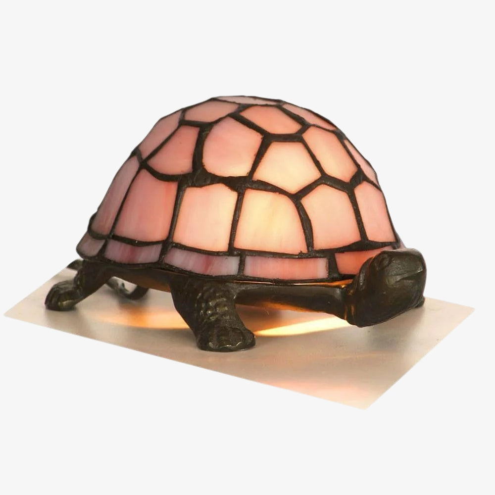 TiffStar Tortoise Art Glass Accent Lamp – Retro Style Decorative Bedside Lamp for Cozy Reading