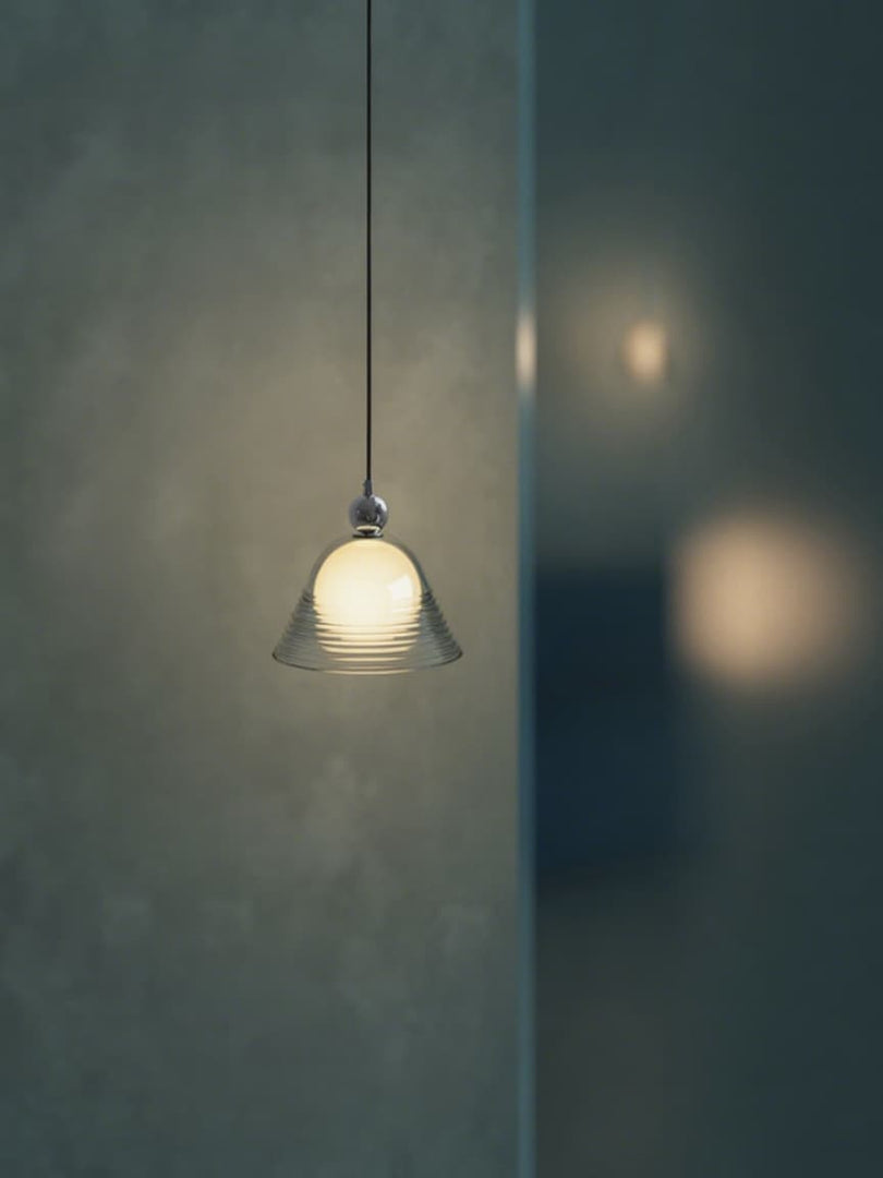 Suspension Sunset – Abat-jour en verre strié avec technique chromée – AFTERGLOW L1