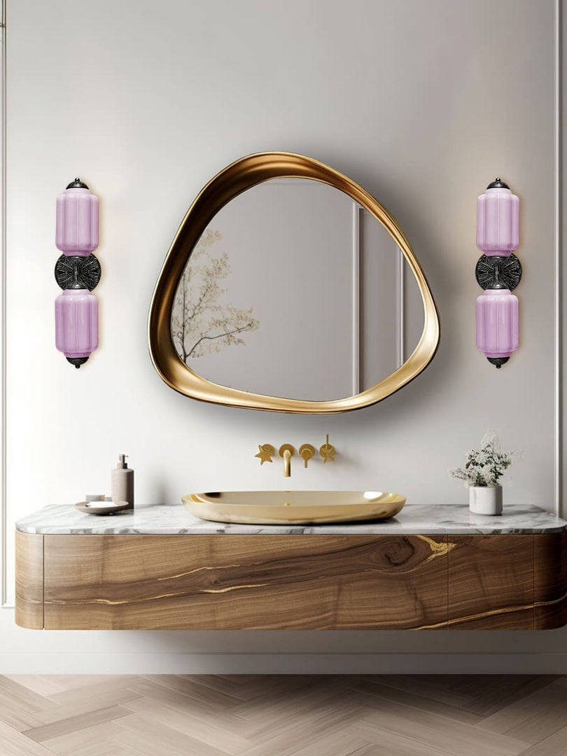 Aplique de pared horizontal Eloise de cristal vintage americano con forma de farol