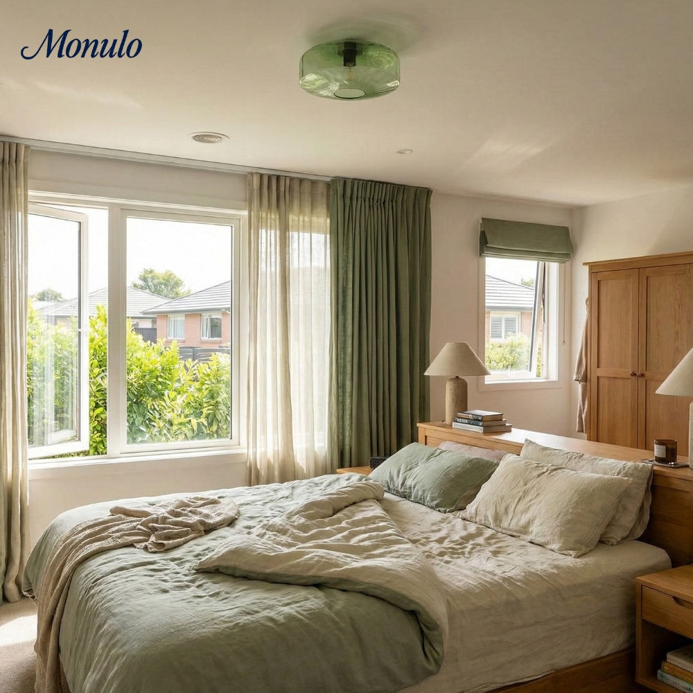 Lámpara de techo empotrada de vidrio ondulado multicolor vintage Verdoma - Lámpara de techo decorativa retro para cocina o pasillo