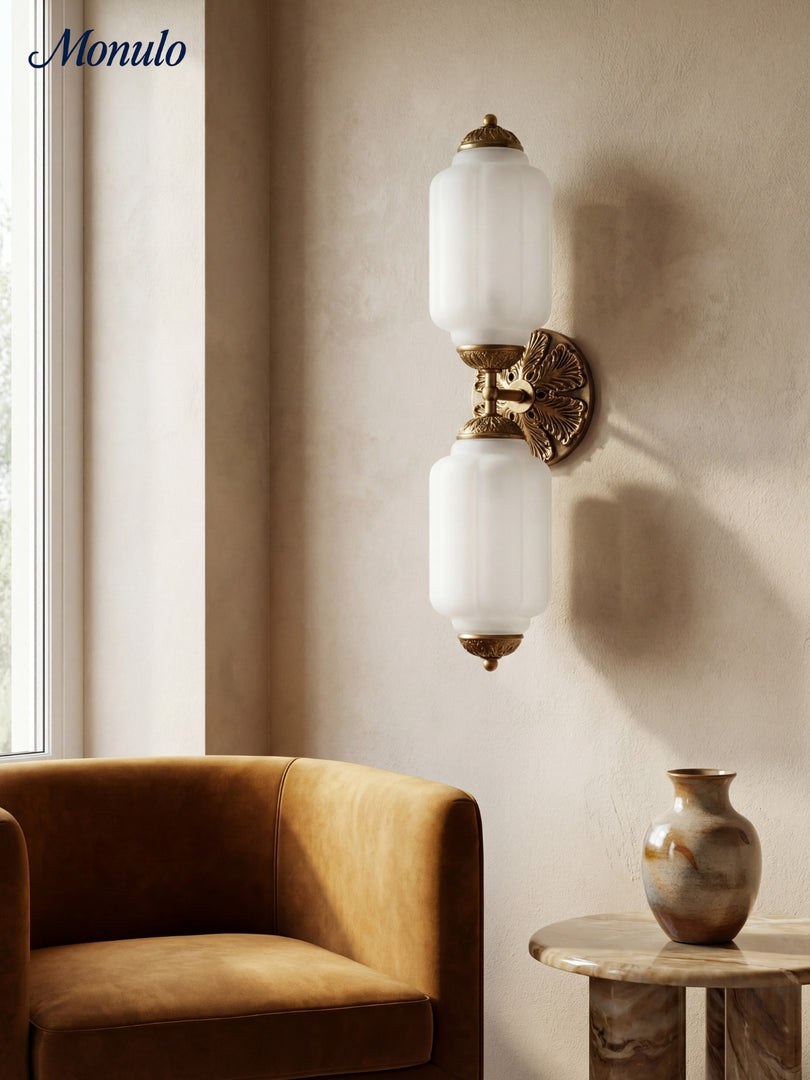 Applique murale horizontale Eloise en verre style lanterne américaine vintage