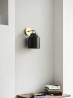 Load image into Gallery viewer, Stairway Wall Sconce – Minimalist Wall Lamp In Vintage Gold And Black Metal
