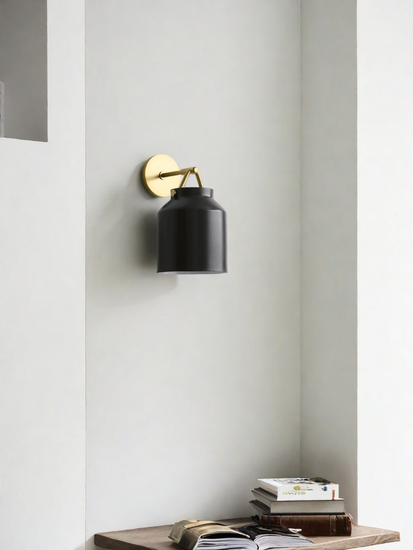 Stairway Wall Sconce – Minimalist Wall Lamp In Vintage Gold And Black Metal