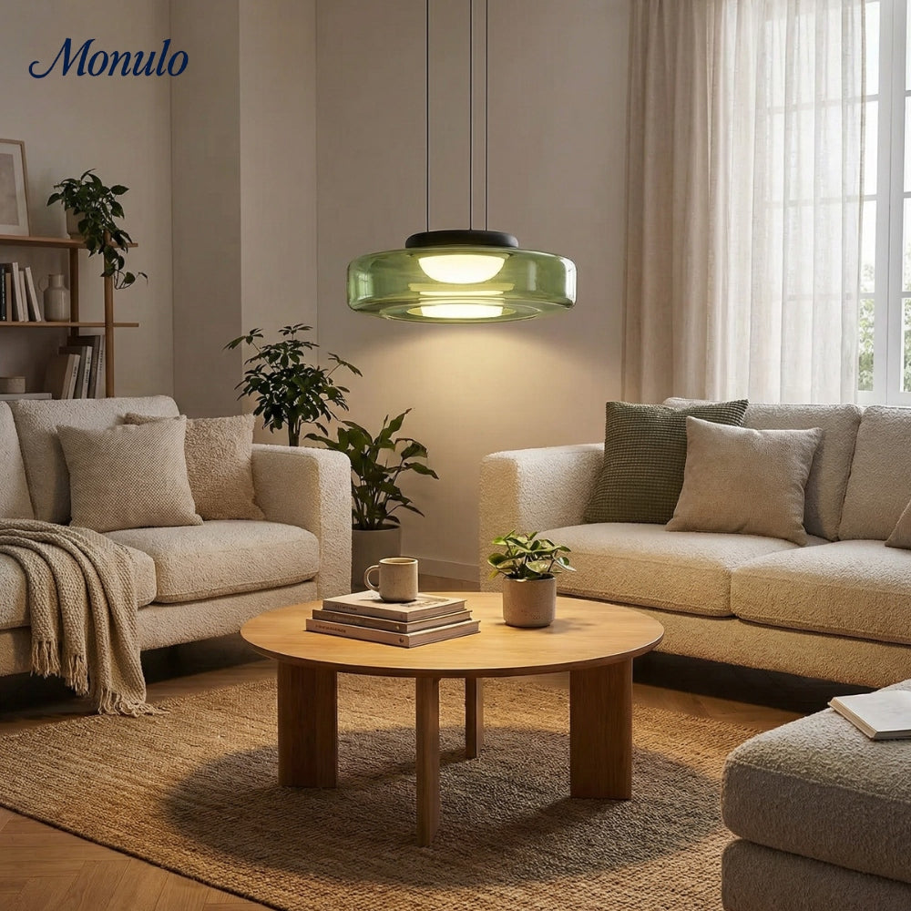 Lámpara colgante de vidrio con forma de disco apilado Verdoma Iluminación nórdica contemporánea para cocinas