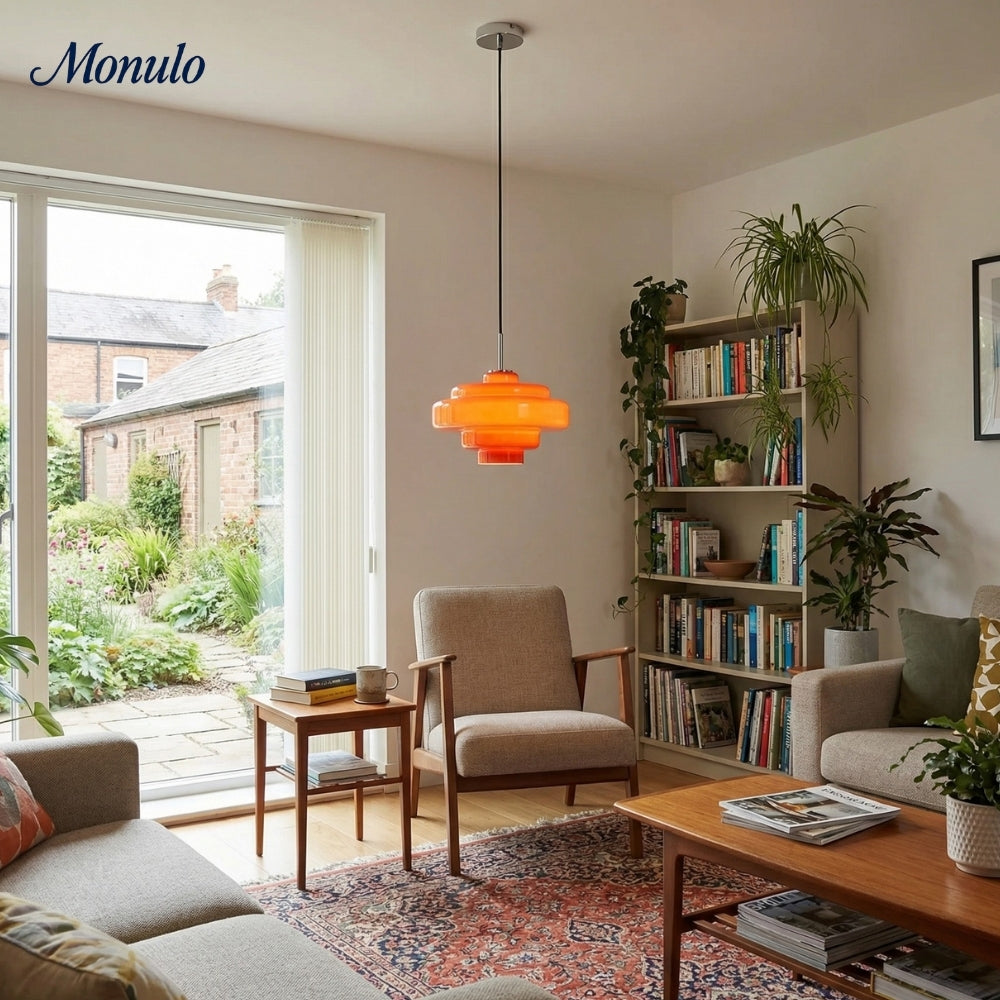 Lámpara colgante Koloro con pantalla de vidrio coloreado: moderna lámpara de suspensión ajustable para interiores.