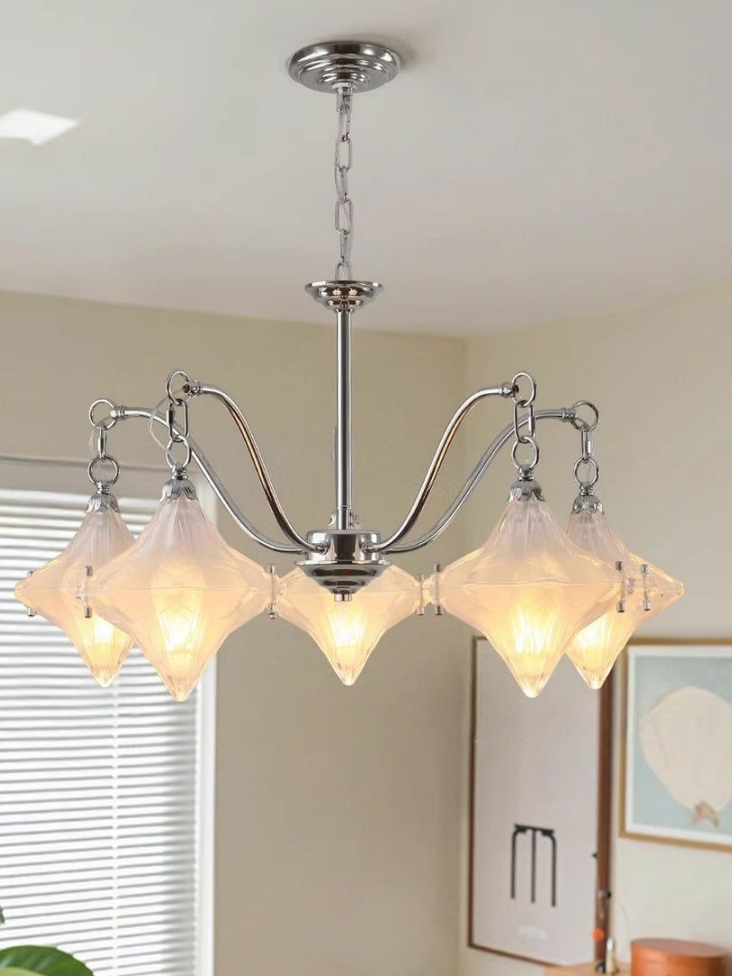 Lustre Art Déco Étoile – Luminaire déco en verre dépoli pour salle à manger – Astris Vega 