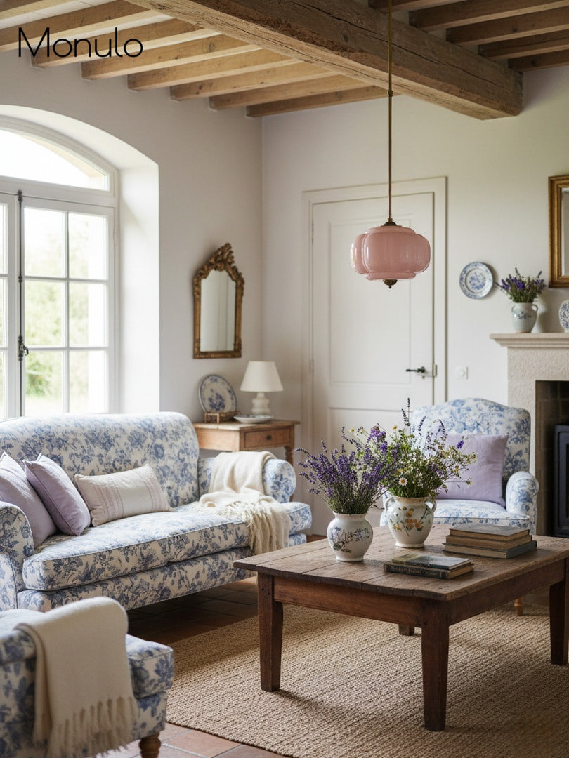 Vintage Milk Glass Semi Flush Mount Eloise Pendant Light